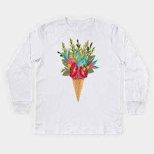 Ice cream floral Unique design Kids Long Sleeve T-Shirt